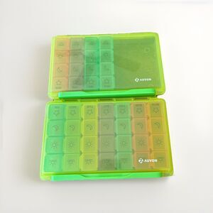 Weekly Pill Organizer 7 Day AM PM Medicine Storage Case Travel Containers 2pc
